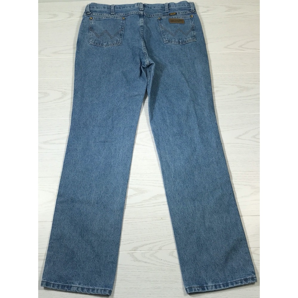 Wrangler MWZ Slim Fit Jeans Men 36x34 Blue 100% Cotton Cowboy Western Work Dad